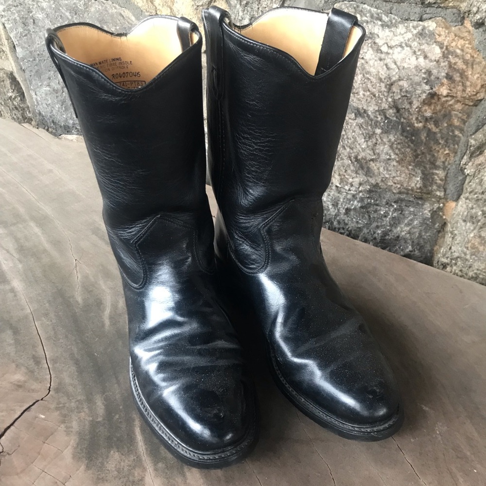 Black Leather Boots 10-inch size 9